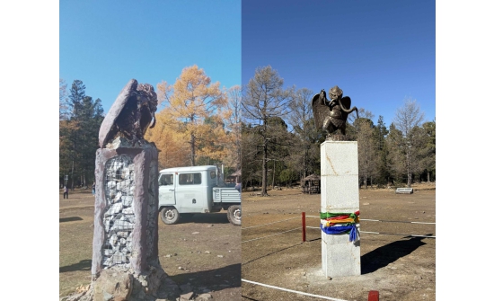 Богд уулын Дугуй цагаан дээрх хангарьд шувууны хөшөөг шинэчлэв